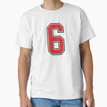 Sports Number 6 Red Black Color T-Shirt - Fun Novelty Design Men Women - T-Shirt, Sweatshirt, Hoodie