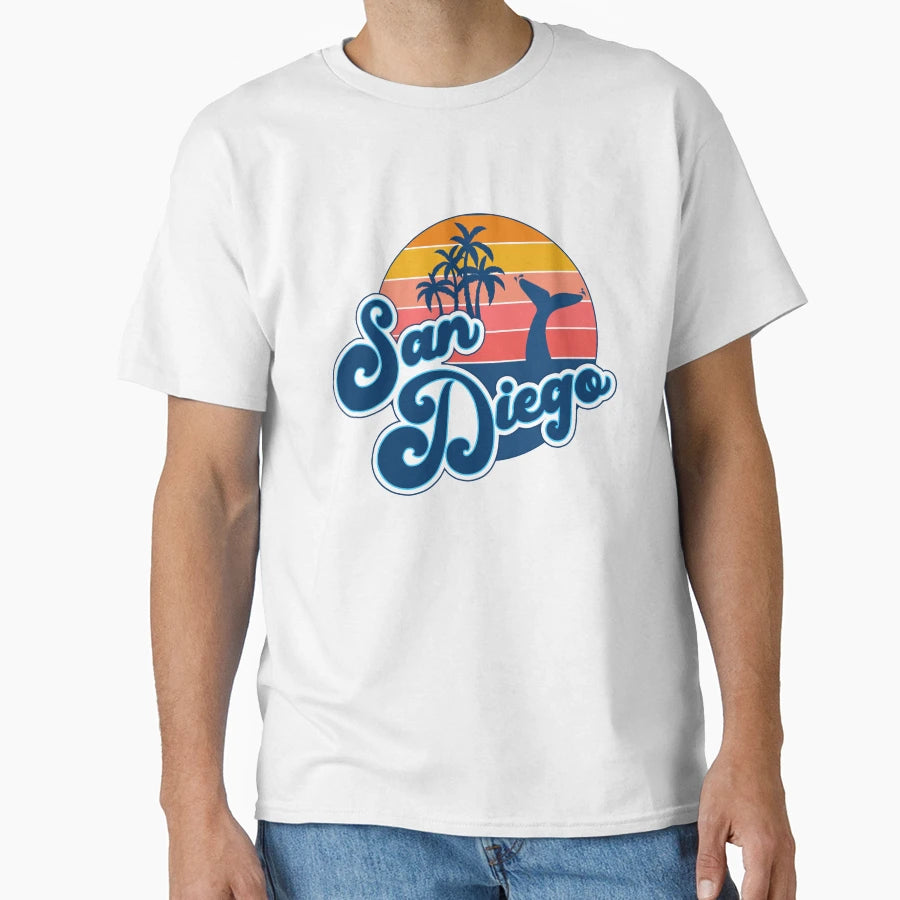 San Diego California Ca Surfer 70S T-Shirt - Fun Novelty Design for Adults - T-Shirt, Sweatshirt, Hoodie