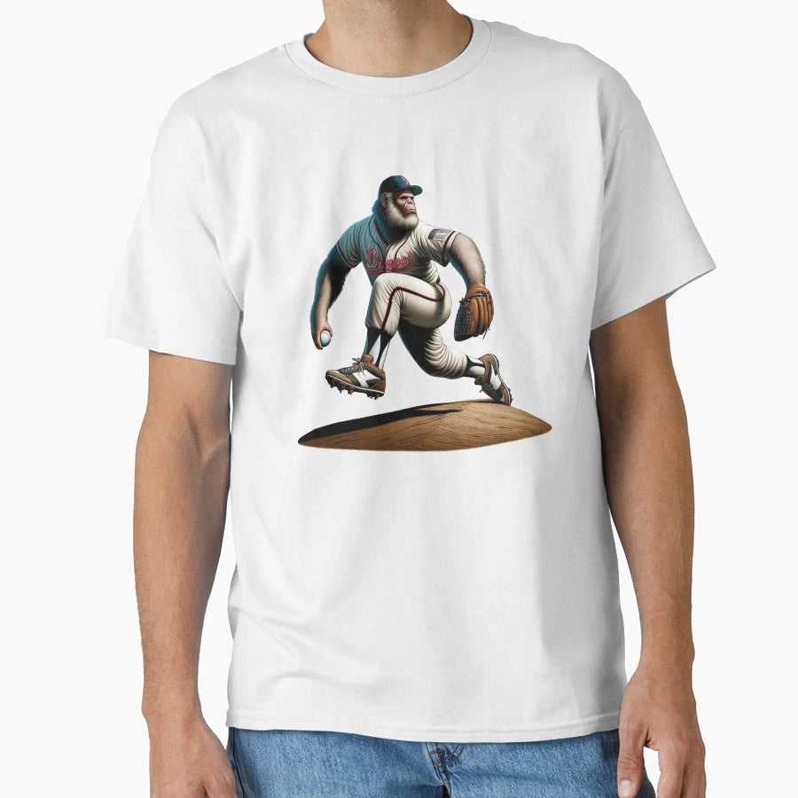 Bigfoot Baseball Pitcher Little League T-Shirt - Unique Graphic Men Women - T-Shirt, Sweatshirt, Hoodie
