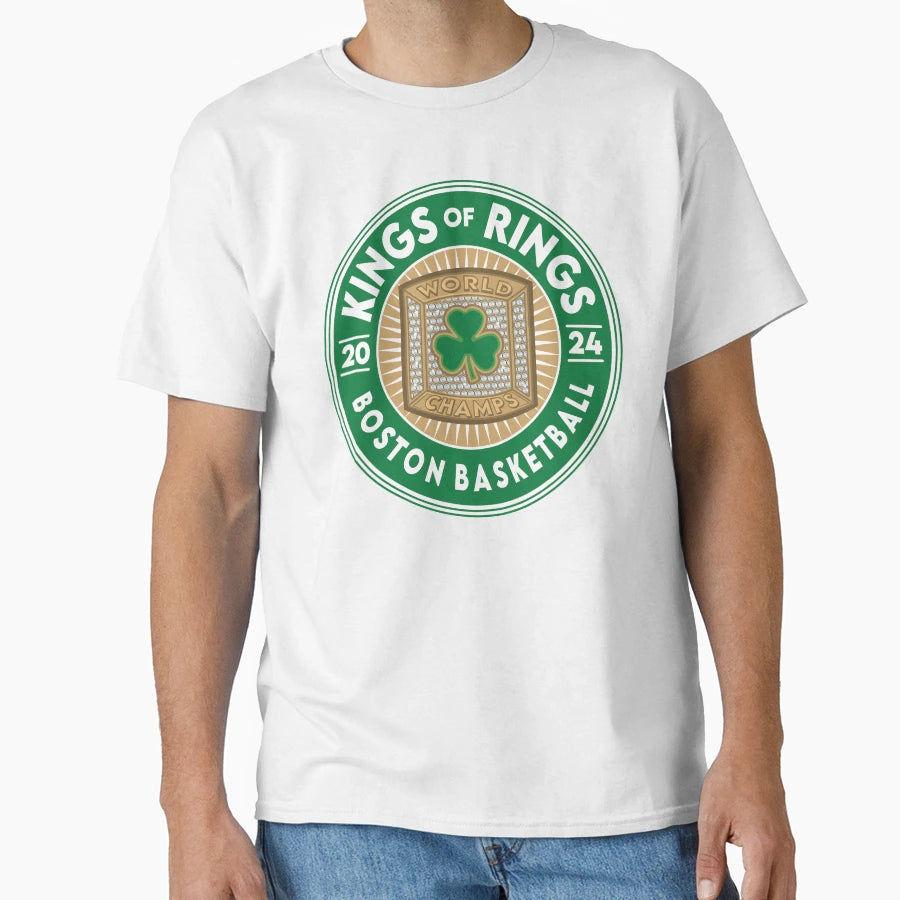 Boston Basketball Kings Rings 2024 T-Shirt - Custom Art Print Men Women - T-Shirt, Sweatshirt, Hoodie