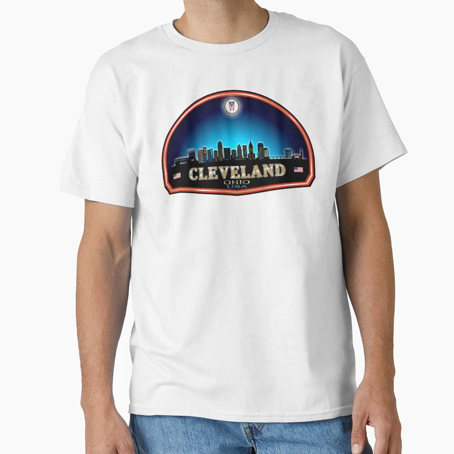 Cleveland Ohio Skyline T-Shirt - Minimalist Print Men Women - T-Shirt, Sweatshirt, Hoodie