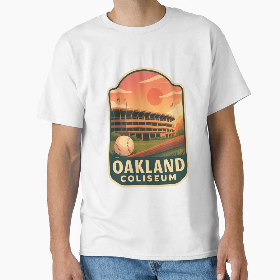 Oakland Coliseum Baseball Sunset T-Shirt - Aesthetic Graphic Unisex - T-Shirt, Sweatshirt, Hoodie
