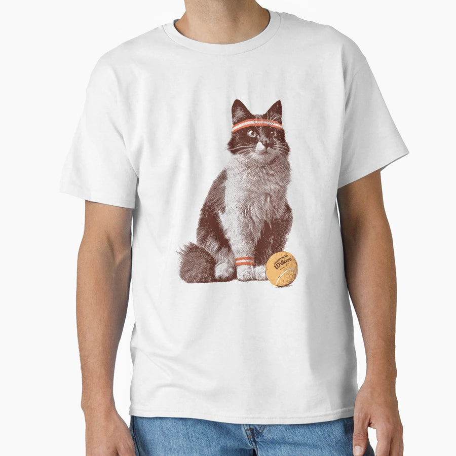 Tennis Cat T-Shirt - Trendy Graphic for Adults - T-Shirt, Sweatshirt, Hoodie