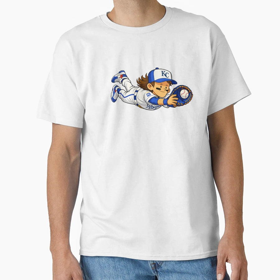 Bobby Witt Jr Fielding Cartoon Art T-Shirt - Graphic Print Unisex - T-Shirt, Sweatshirt, Hoodie