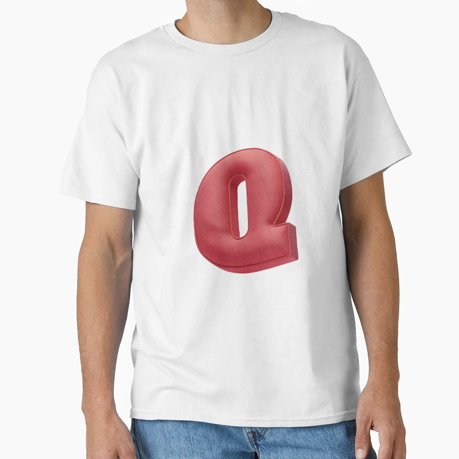 Floating Red Cushion Letter Q 3D Fabric T-Shirt - Trendy Graphic Unisex - T-Shirt, Sweatshirt, Hoodie