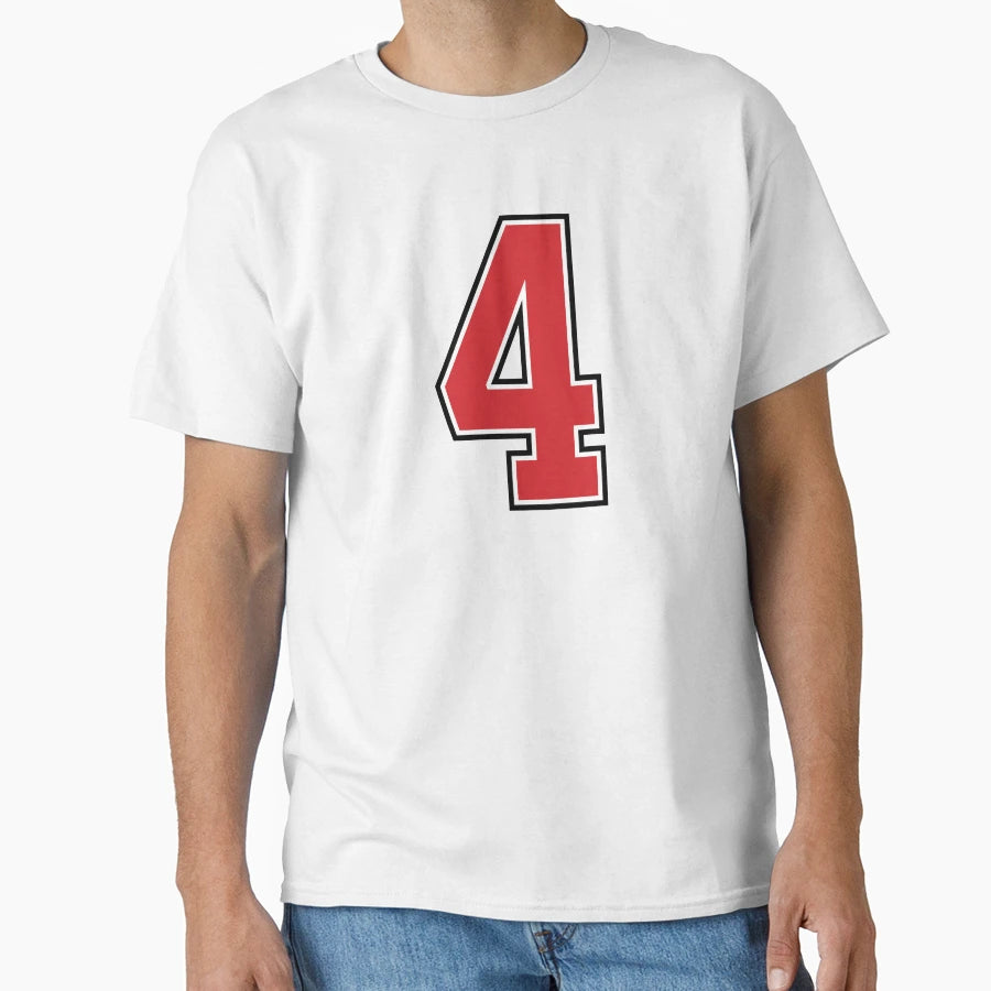Sports Number 4 Red Black Color T-Shirt - Casual Everyday Wear Men Women - T-Shirt, Sweatshirt, Hoodie