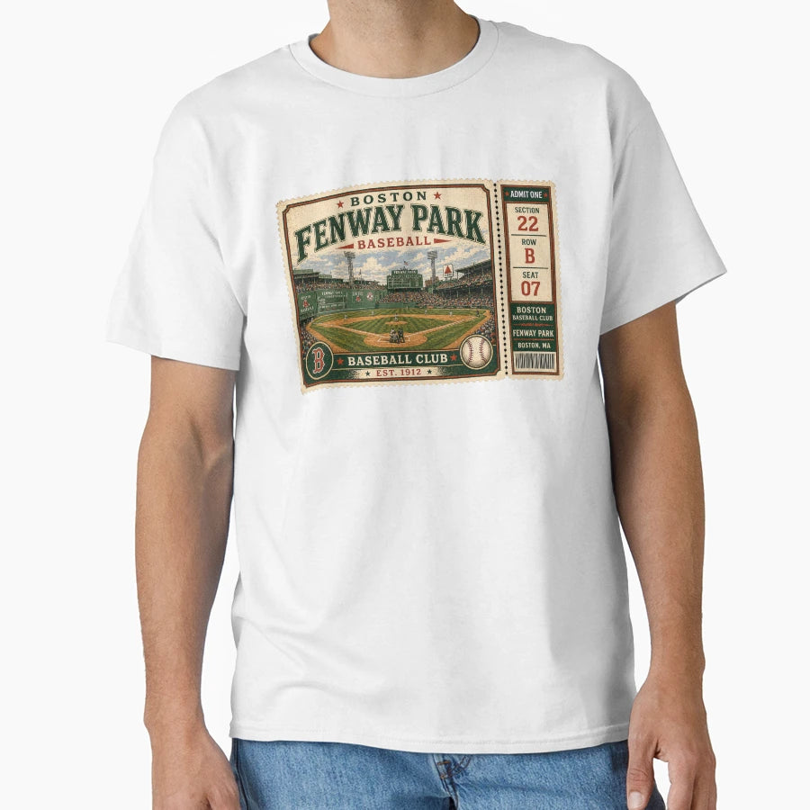 Boston Fenway Park Game Ticket T-Shirt - Novelty Apparel Men Women - T-Shirt, Sweatshirt, Hoodie