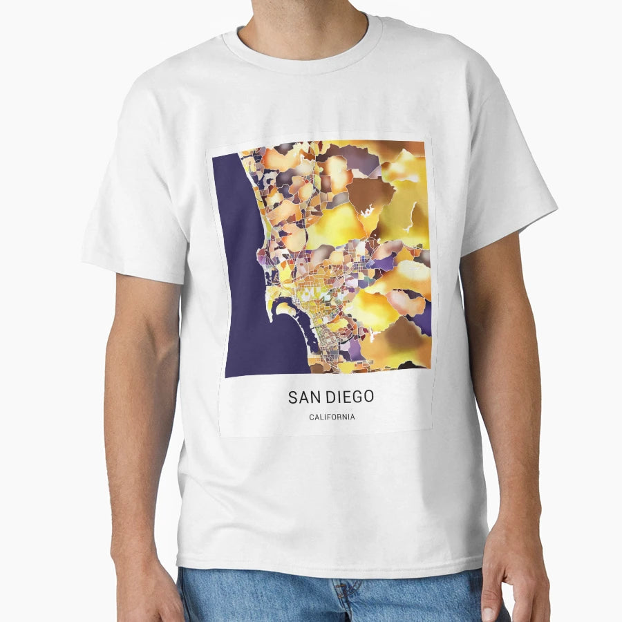 San Diego California Named City Map T-Shirt - Graphic Print for Adults - T-Shirt, Sweatshirt, Hoodie