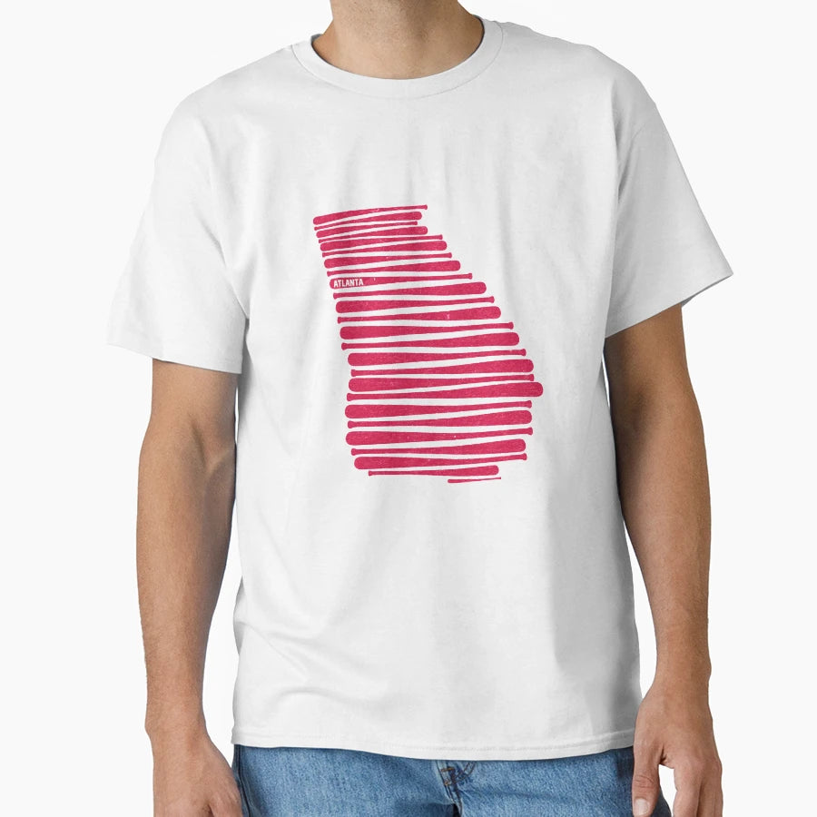 Atlanta Baseball Bat State Outline T-Shirt - Minimalist Print Unisex - T-Shirt, Sweatshirt, Hoodie