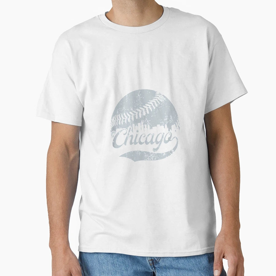 Chicago Baseball Distressed Throwback T-Shirt - Unique Graphic Men Women - T-Shirt, Sweatshirt, Hoodie