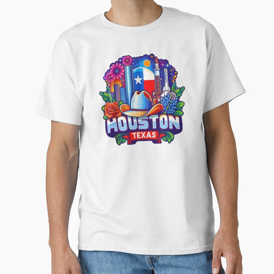 Houston Texas Usa T-Shirt - Custom Art Print Unisex - T-Shirt, Sweatshirt, Hoodie