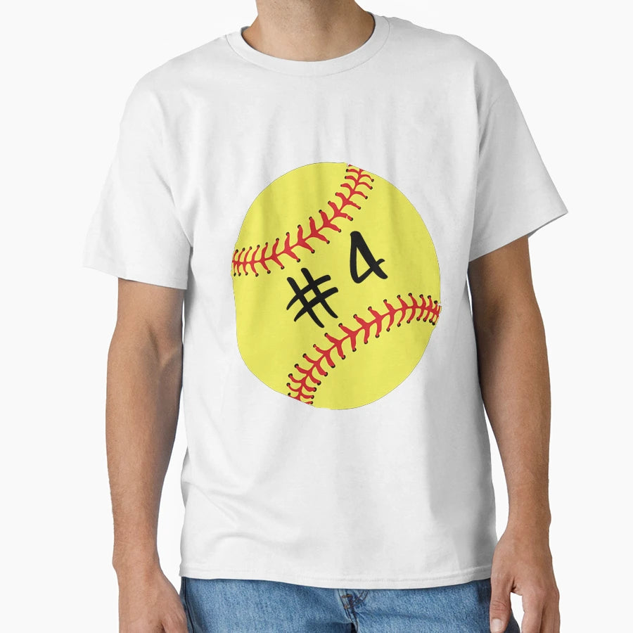 Softball Player Back No Number 4 T-Shirt - Novelty Apparel for Adults - T-Shirt, Sweatshirt, Hoodie