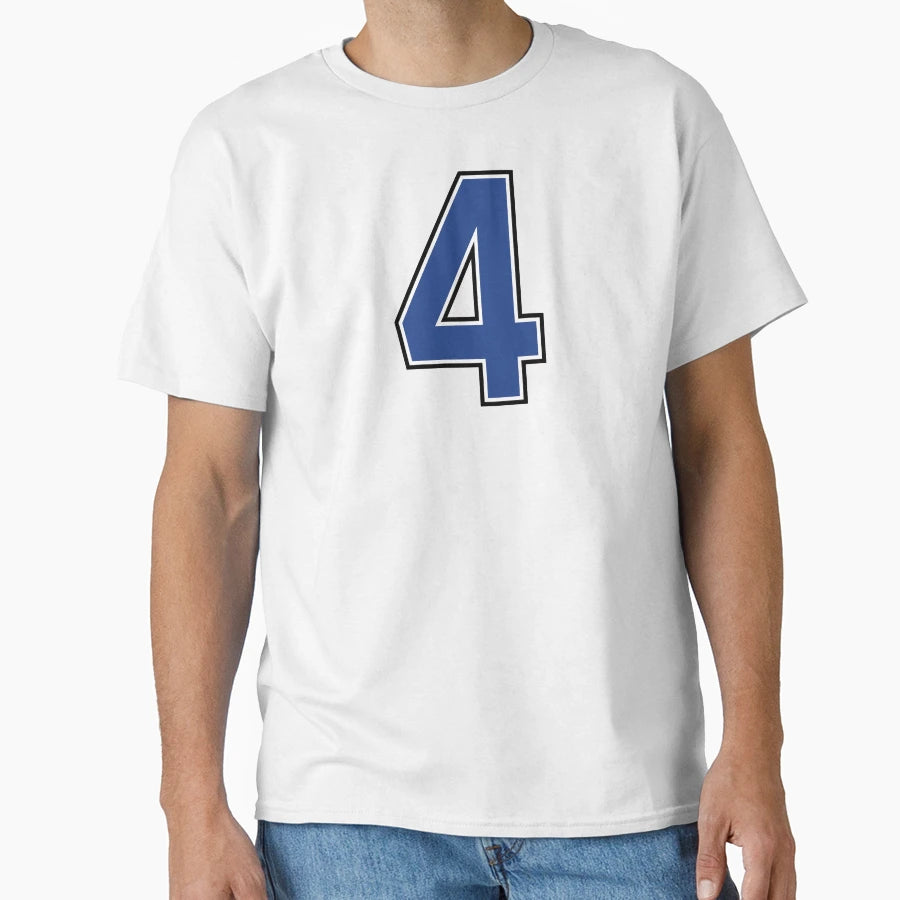 Blue Number 4 Lucky Sports Jersey T-Shirt - Aesthetic Graphic for Adults - T-Shirt, Sweatshirt, Hoodie