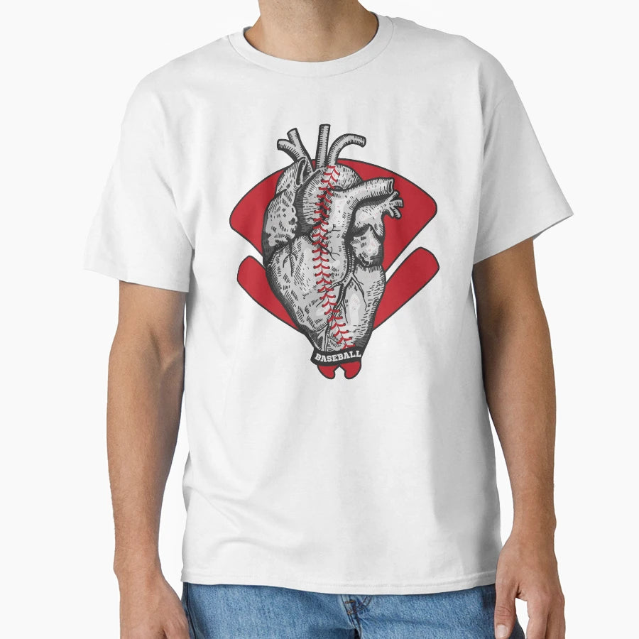 I Love Baseball Stitches Heart Field T-Shirt - Novelty Apparel Men Women - T-Shirt, Sweatshirt, Hoodie