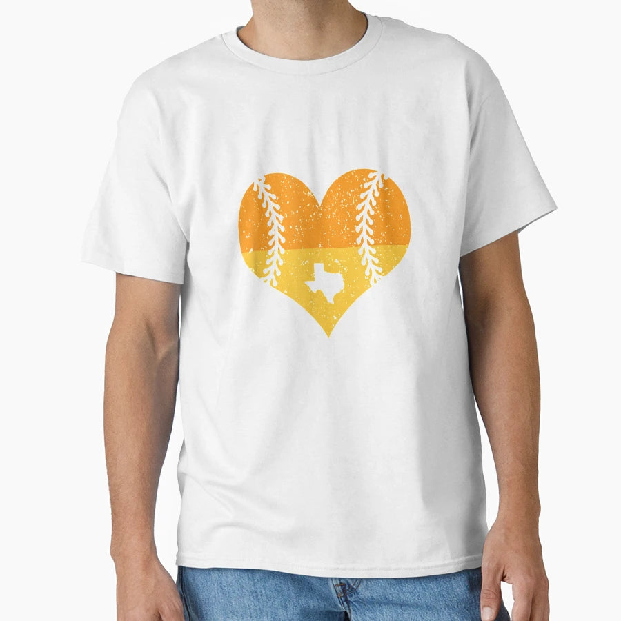 Houston Texas Baseball Heart Map T-Shirt - Novelty Apparel Men Women - T-Shirt, Sweatshirt, Hoodie