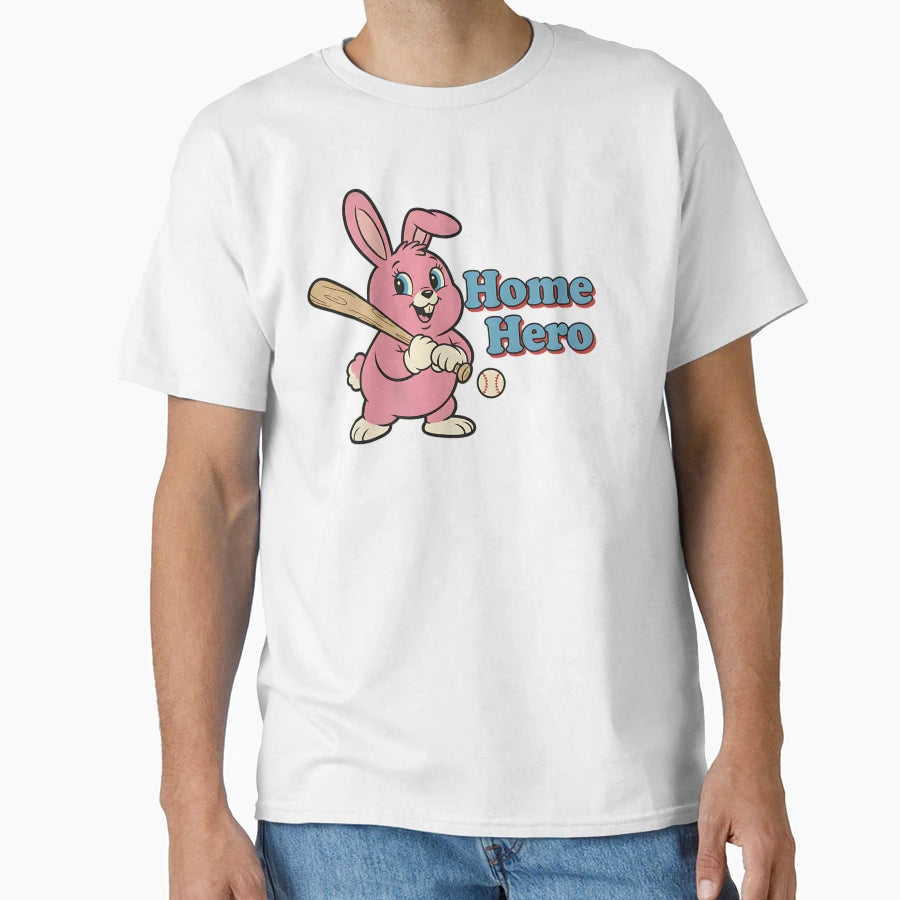 Home Hero Baseball Bunny Player T-Shirt - Graphic Print Unisex - T-Shirt, Sweatshirt, Hoodie