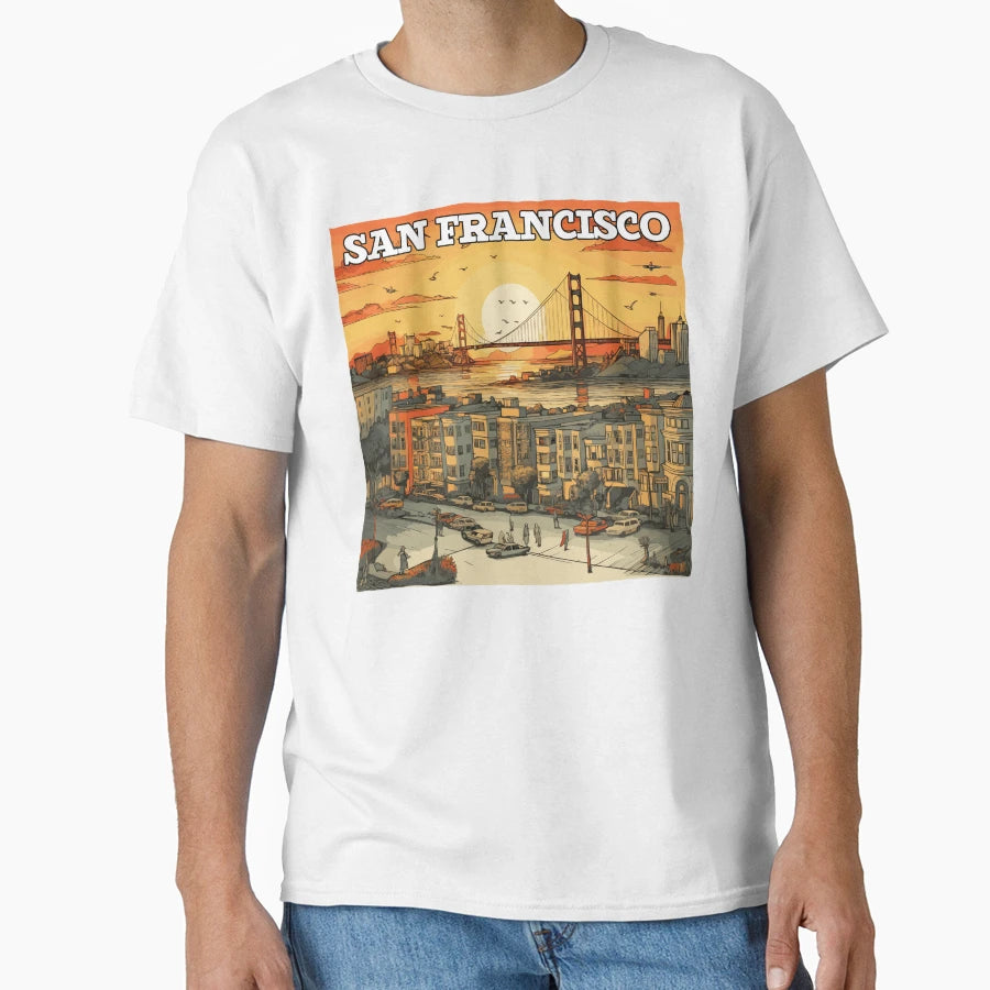 San Francisco Skyline Golden Gate Bridge T-Shirt - Minimalist Print Unisex - T-Shirt, Sweatshirt, Hoodie