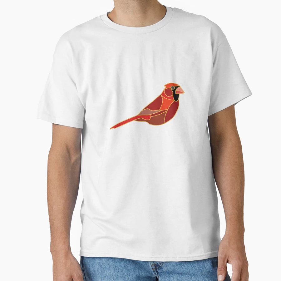 Stained Glass Northern Cardinal T-Shirt - Custom Art Print Unisex - T-Shirt, Sweatshirt, Hoodie