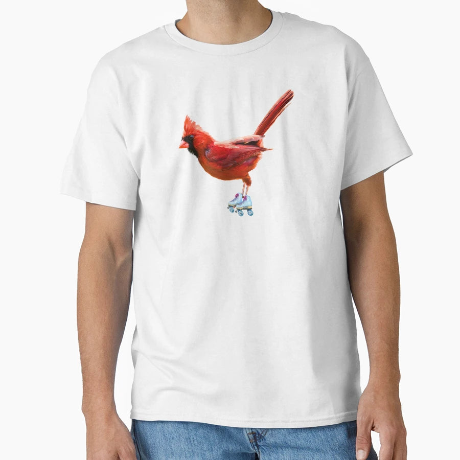 Roller Skating Cardinal Red Bird T-Shirt - Custom Art Print for Adults - T-Shirt, Sweatshirt, Hoodie