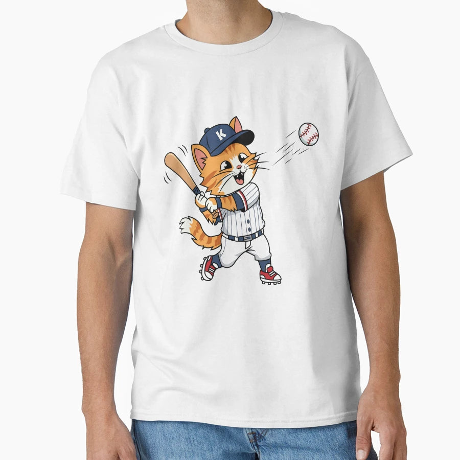 Grand Slam Ginger Baseball Cat Mascot T-Shirt - Graphic Print Unisex - T-Shirt, Sweatshirt, Hoodie