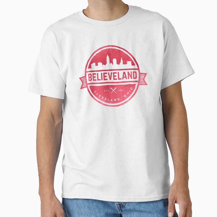 Believeland Red Cleveland T-Shirt - Minimalist Print Men Women - T-Shirt, Sweatshirt, Hoodie