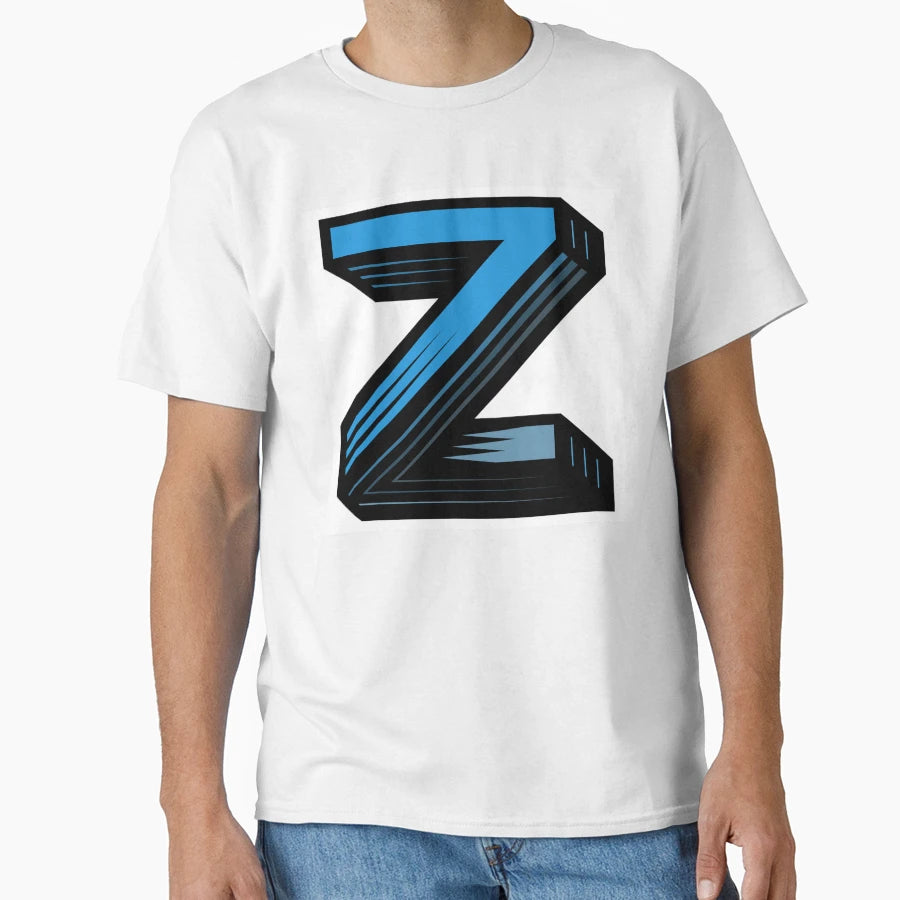 Blue Color Letter Z Initial T-Shirt - Custom Art Print Unisex - T-Shirt, Sweatshirt, Hoodie