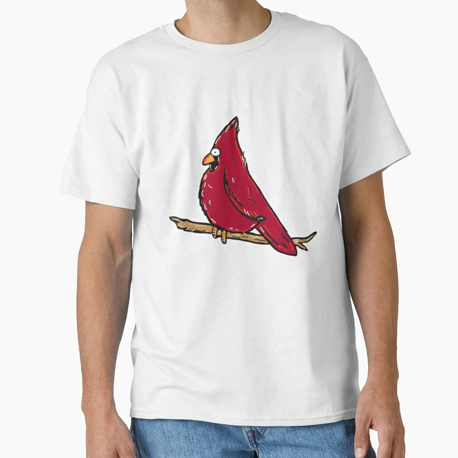 Cardinal Cartoon Branch T-Shirt - Aesthetic Graphic Unisex - T-Shirt, Sweatshirt, Hoodie