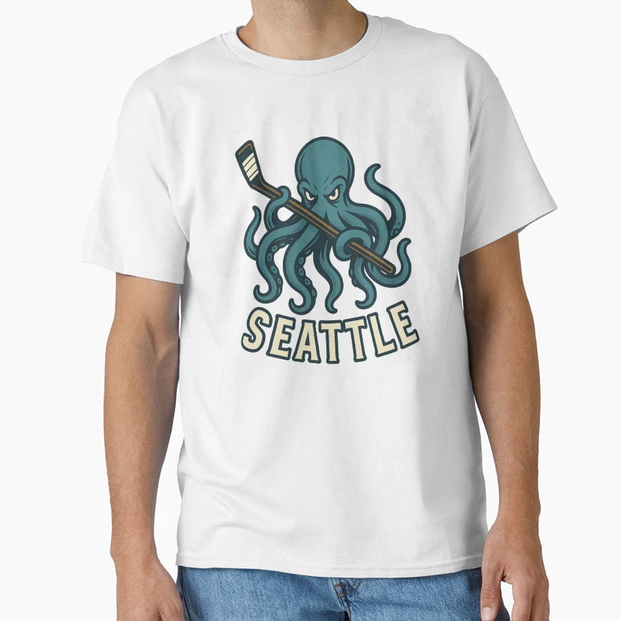 Seattle Kraken Beast Hockey Fan Art T-Shirt - Fun Novelty Design for Adults - T-Shirt, Sweatshirt, Hoodie