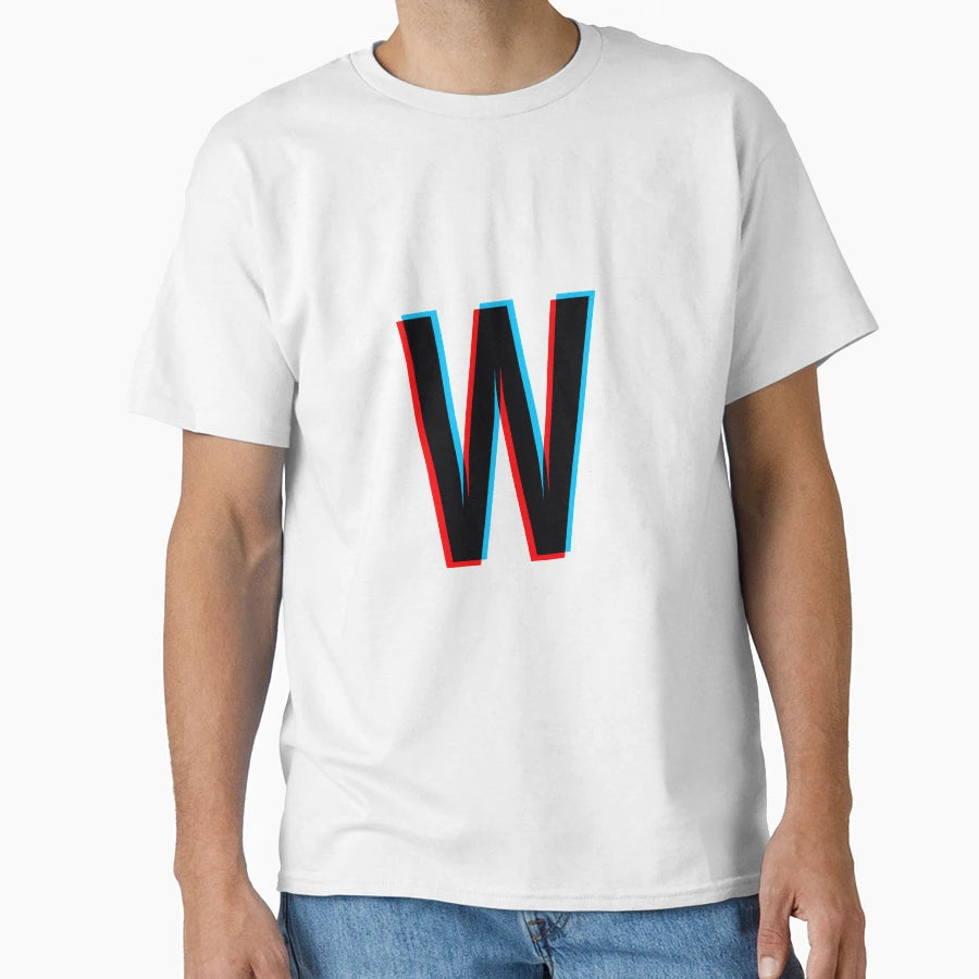 Black Letter W Red And Blue Lines T-Shirt - Aesthetic Graphic Unisex - T-Shirt, Sweatshirt, Hoodie