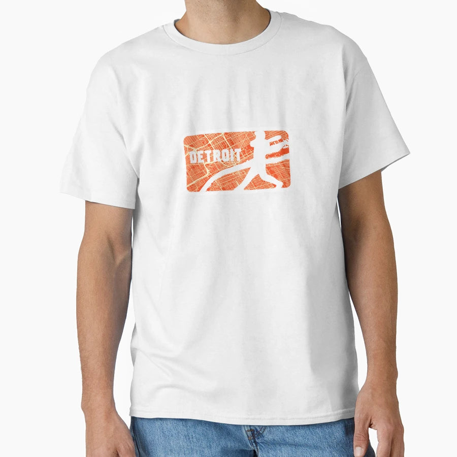 Detroit Baseball Player Street Map T-Shirt - Unique Graphic Unisex - T-Shirt, Sweatshirt, Hoodie