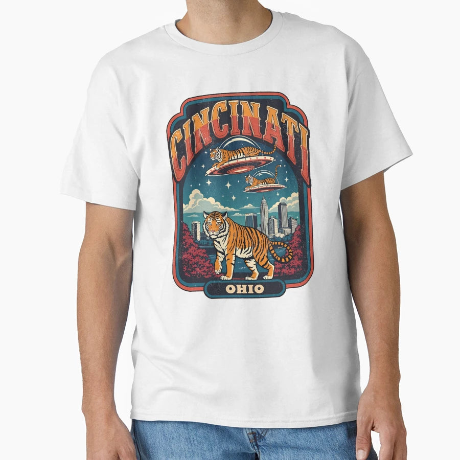Sci Fi Cincinnati Tiger T-Shirt - Minimalist Print Unisex - T-Shirt, Sweatshirt, Hoodie