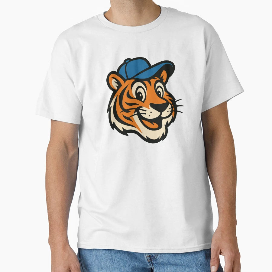 Tiger Mascot Wearing Baseball Cap T-Shirt - Streetwear Style Men Women - T-Shirt, Sweatshirt, Hoodie