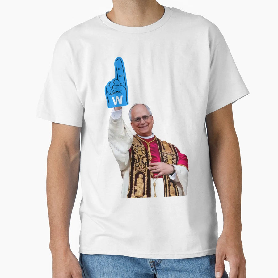 Pope Leo Xiv W Foam Finger T-Shirt - Novelty Apparel for Adults - T-Shirt, Sweatshirt, Hoodie