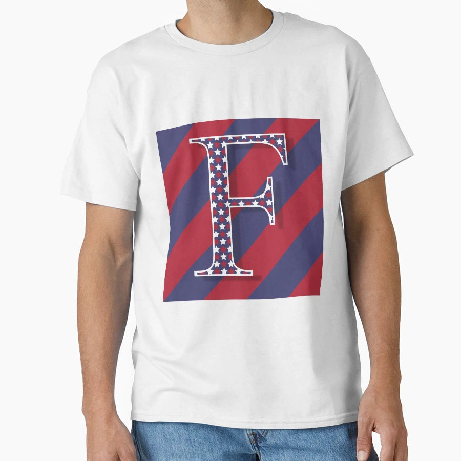 Letter F Americana Old Glory Red And T-Shirt - Graphic Print for Adults - T-Shirt, Sweatshirt, Hoodie