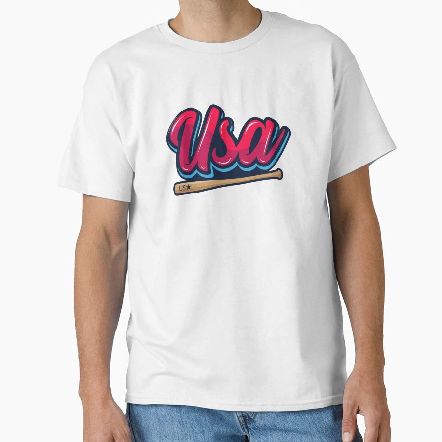 Usa Baseball T-Shirt - Custom Art Print Unisex - T-Shirt, Sweatshirt, Hoodie