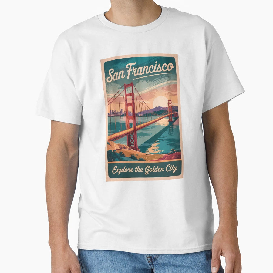 San Francisco California Golden Gate T-Shirt - Custom Art Print Unisex - T-Shirt, Sweatshirt, Hoodie