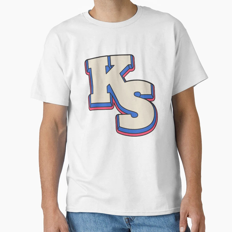 Ks Varsity Letter Collegiate Monogram T-Shirt - Custom Art Print Unisex - T-Shirt, Sweatshirt, Hoodie