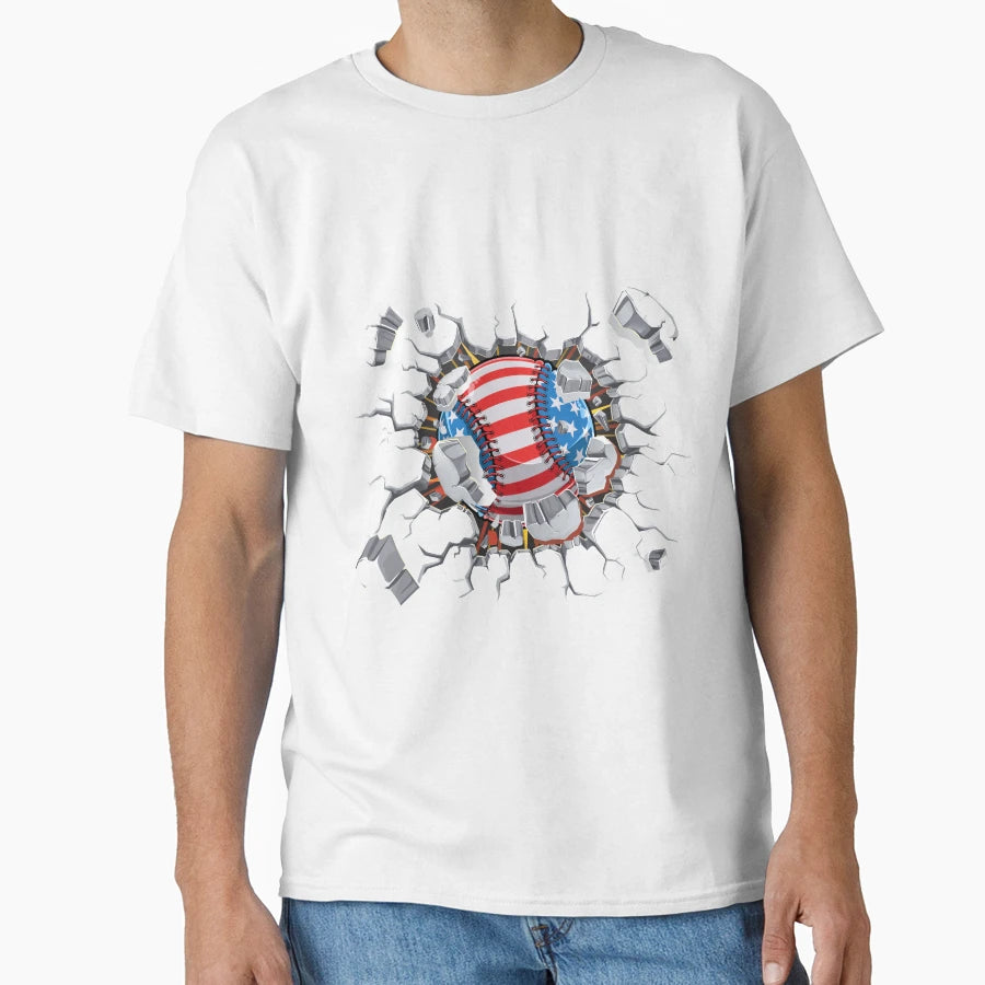 American Flag Baseball Breakthrough T-Shirt - Aesthetic Graphic Unisex - T-Shirt, Sweatshirt, Hoodie