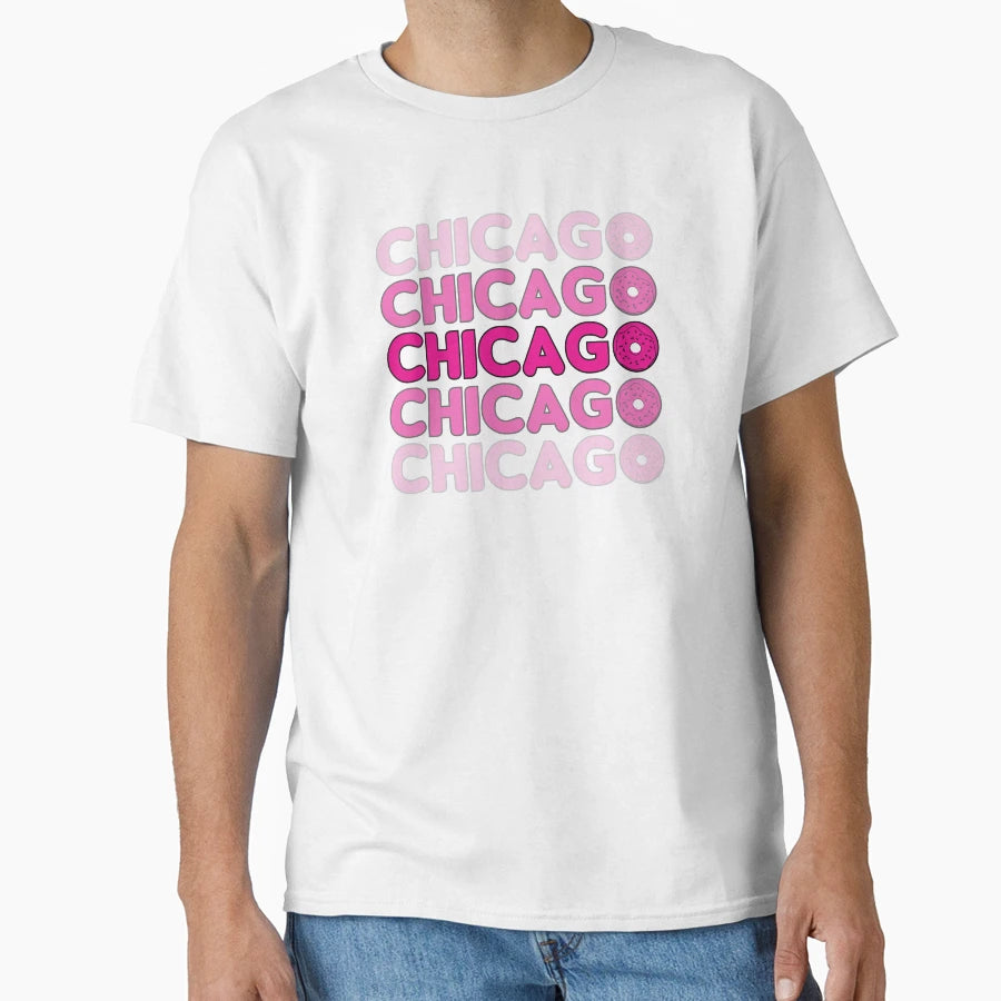 Chicago Illinois State Donut T-Shirt - Aesthetic Graphic Men Women - T-Shirt, Sweatshirt, Hoodie