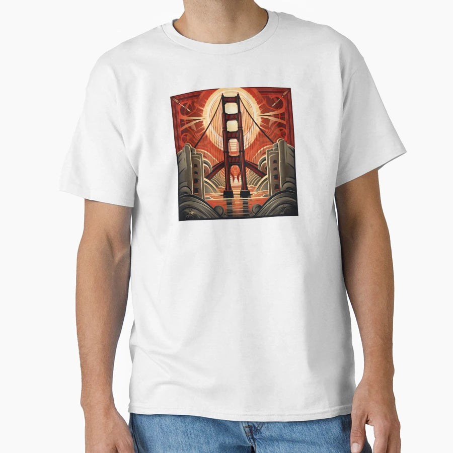Arc Deco Golden Gate Bridge San T-Shirt - Minimalist Print Men Women - T-Shirt, Sweatshirt, Hoodie