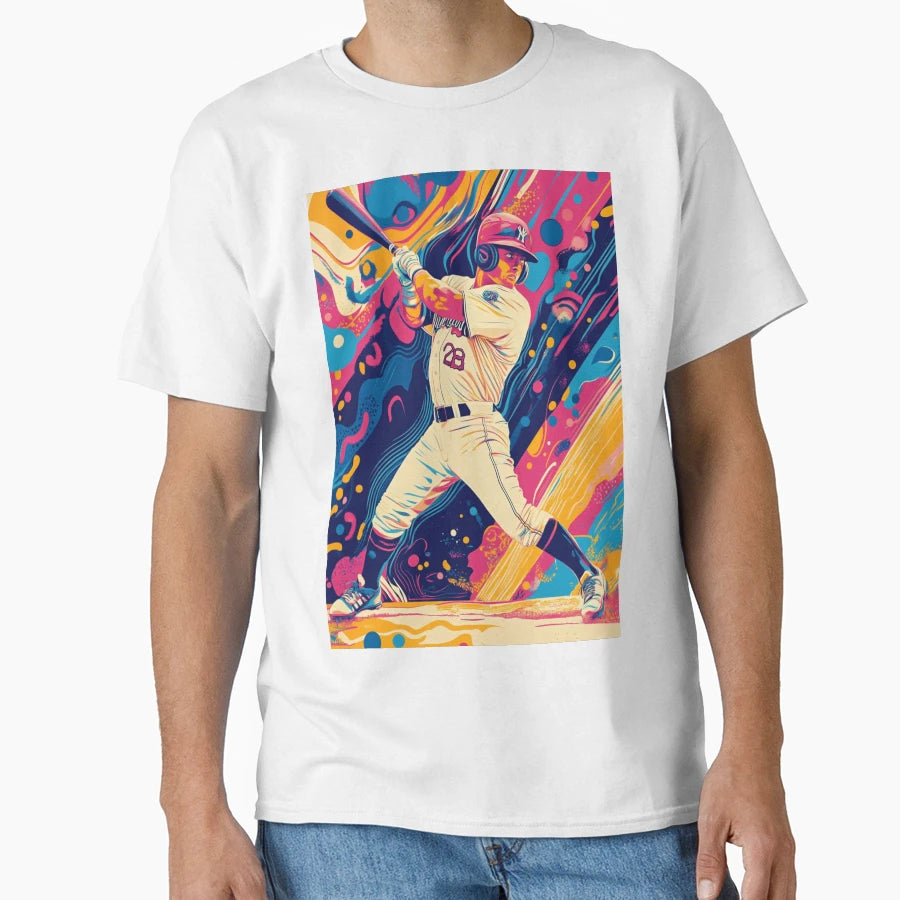Psychedelic Twist Baseball Scene T-Shirt - Custom Art Print for Adults - T-Shirt, Sweatshirt, Hoodie