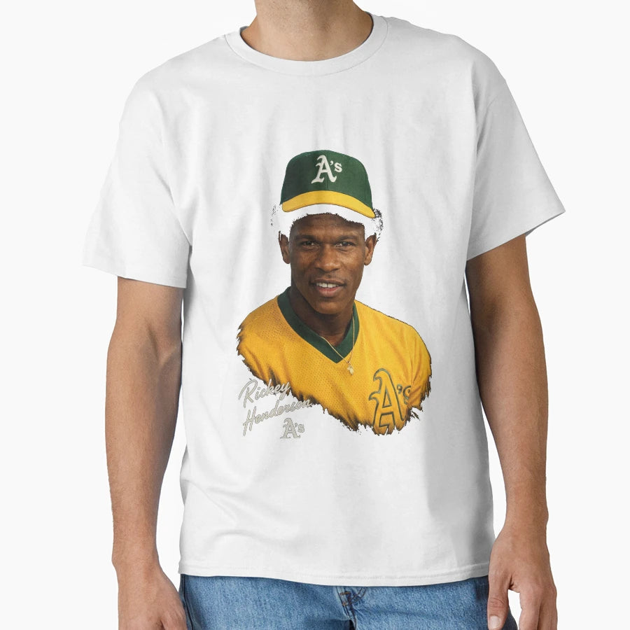 Rickey Henderson Oakland As Portrait Art T-Shirt - Custom Art Print Unisex - T-Shirt, Sweatshirt, Hoodie