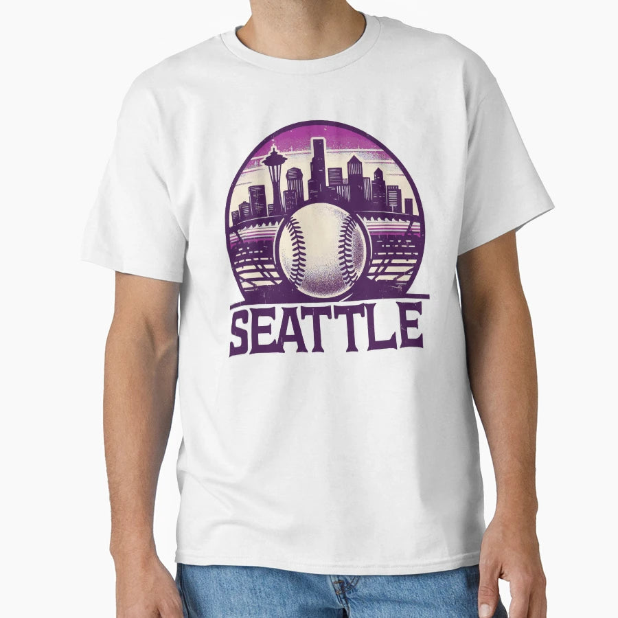 Purple Seattle City Baseball T-Shirt - Aesthetic Graphic for Adults - T-Shirt, Sweatshirt, Hoodie