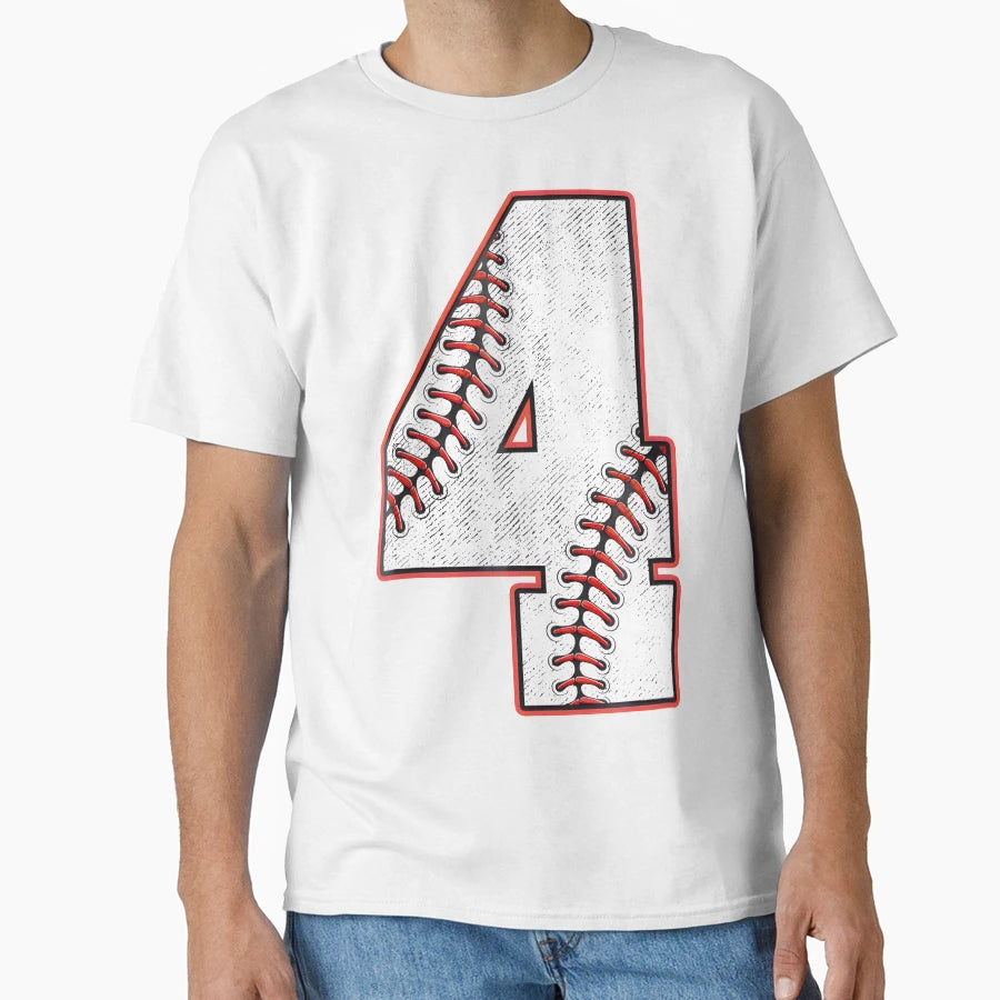 4Th Birthday Baseball Number T-Shirt - Trendy Graphic Men Women - T-Shirt, Sweatshirt, Hoodie