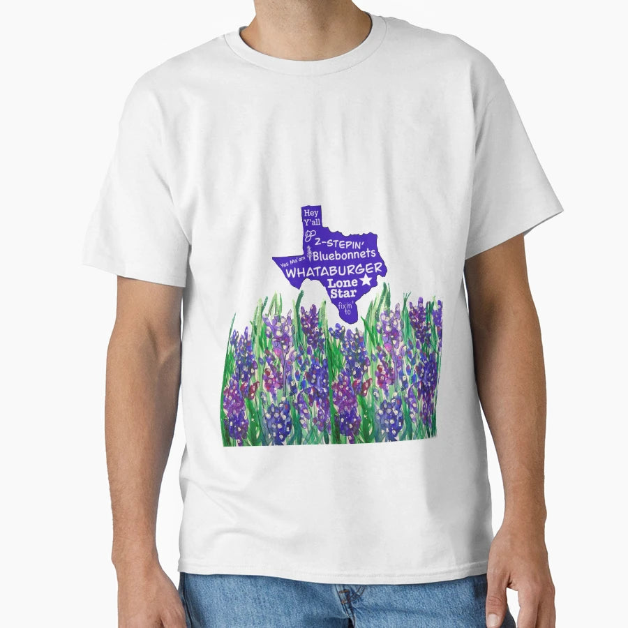 Texas Bluebonnets T-Shirt - Custom Art Print for Adults - T-Shirt, Sweatshirt, Hoodie