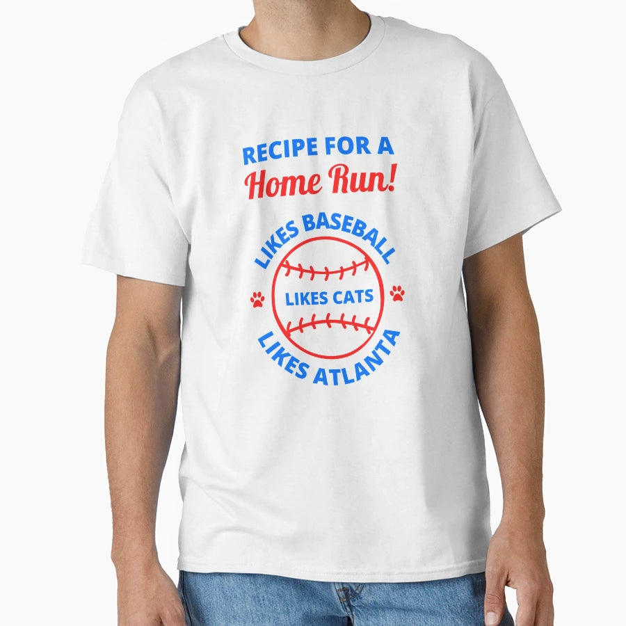Baseball Atlanta And Cat Lover Home Run T-Shirt - Trendy Graphic Men Women - T-Shirt, Sweatshirt, Hoodie