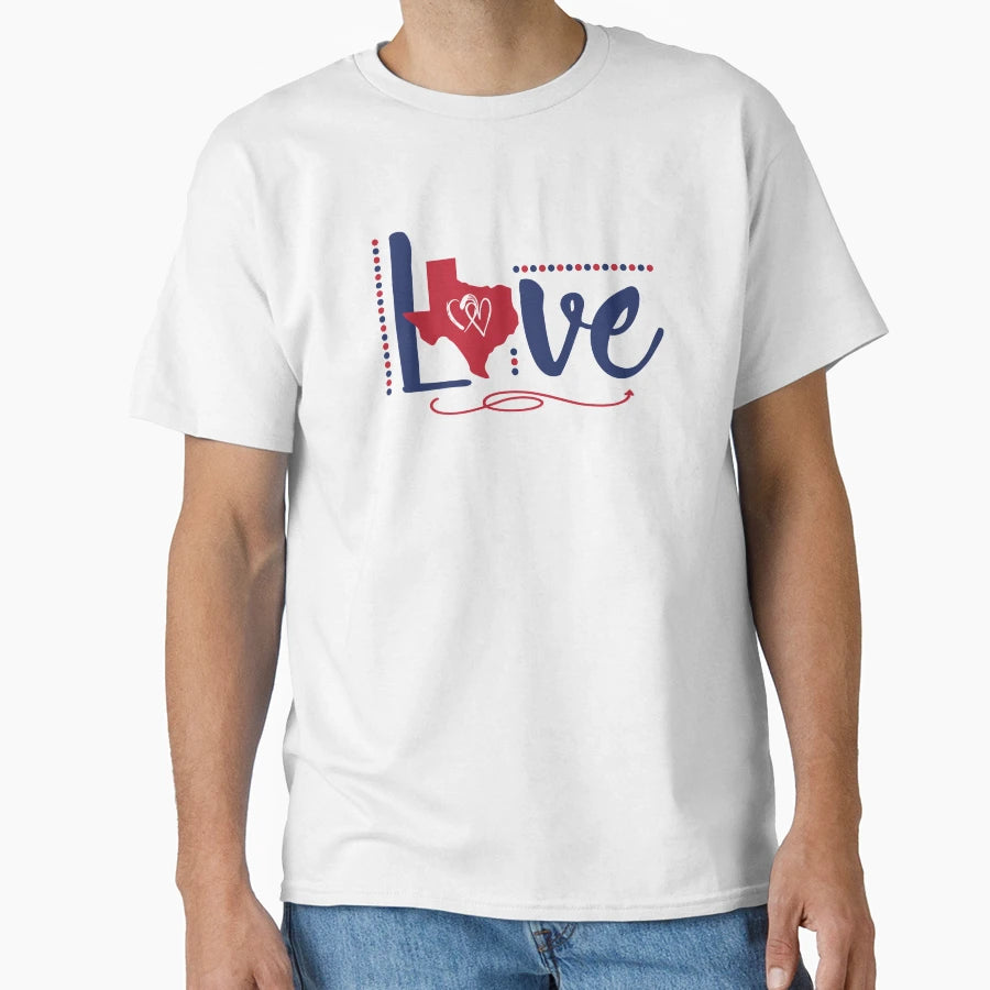 Texas Love Hearts Dots T-Shirt - Novelty Apparel for Adults - T-Shirt, Sweatshirt, Hoodie