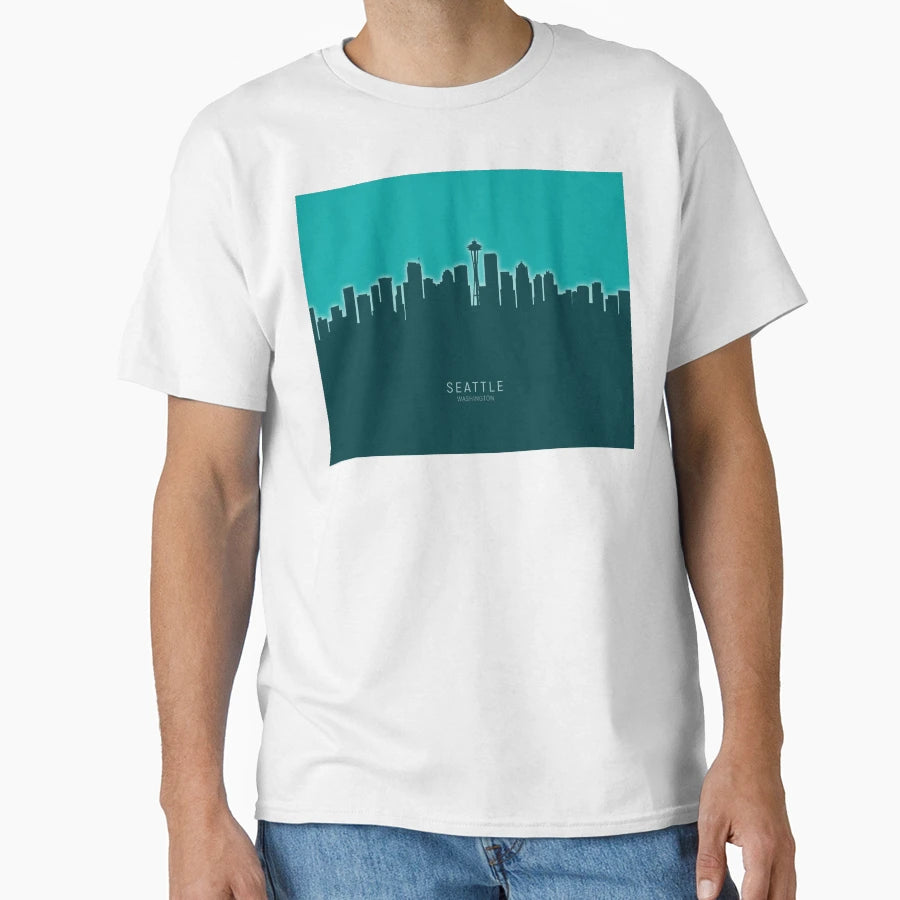 Seattle Washington Skyline T-Shirt - Aesthetic Graphic for Adults - T-Shirt, Sweatshirt, Hoodie