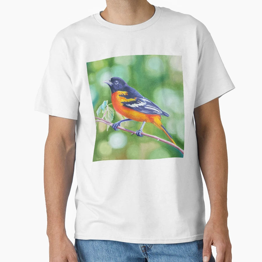 Baltimore Oriole Bird Painting T-Shirt - Fun Novelty Design for Adults - T-Shirt, Sweatshirt, Hoodie