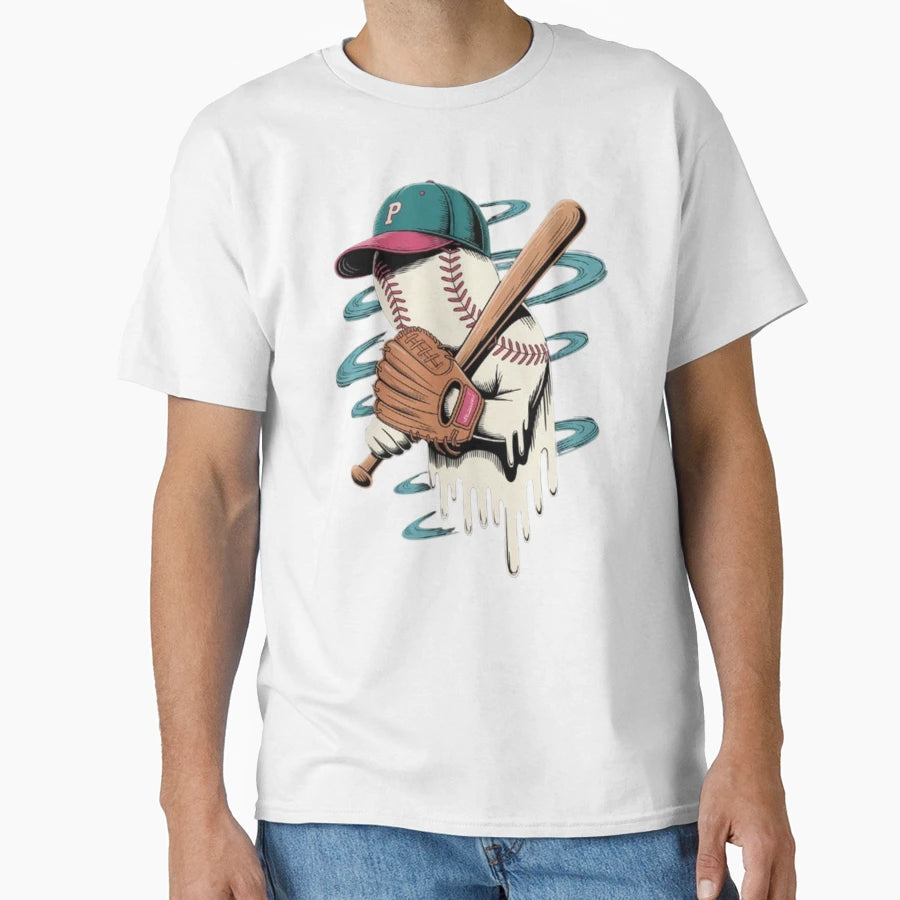 Ice Cream Drip Ghost Baseball Halloween T-Shirt - Novelty Apparel Men Women - T-Shirt, Sweatshirt, Hoodie